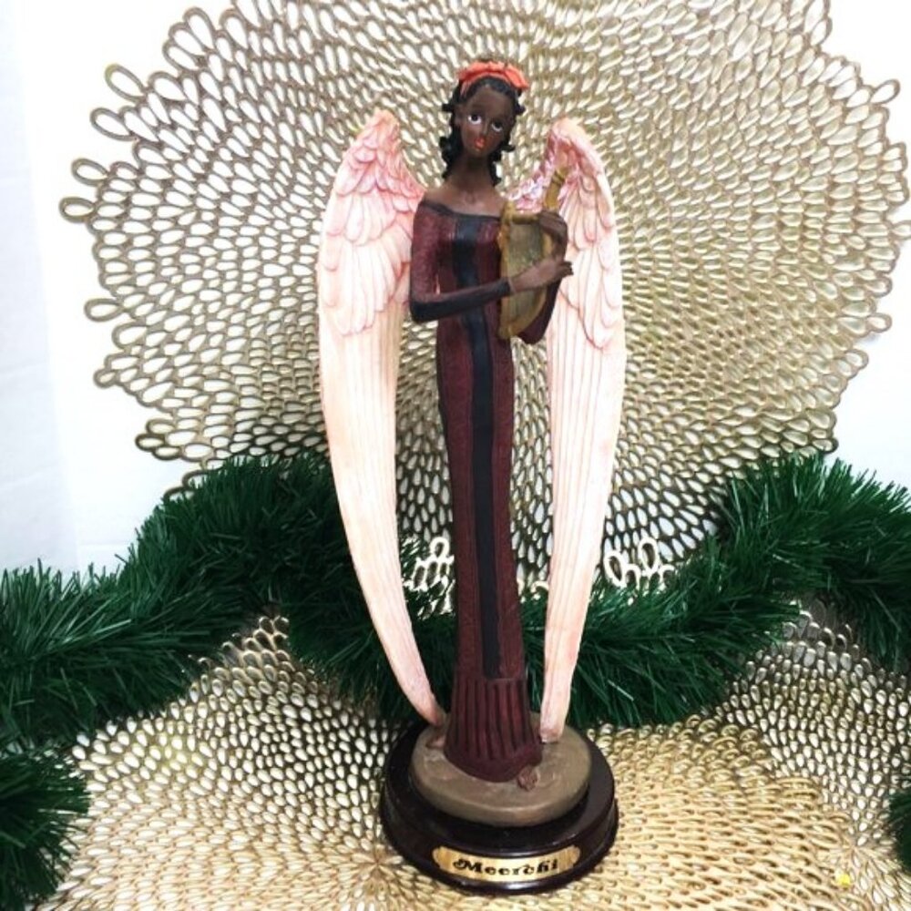 * African Angel Playing Harp Decoration VTG Meerchi